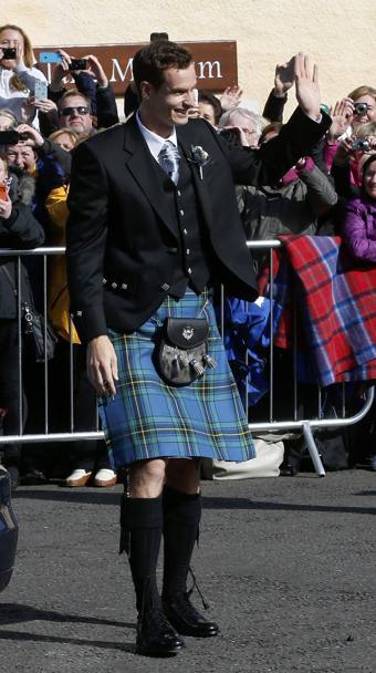 L&#39;arrivo di Andy Murray in rigoroso kilt scozzese